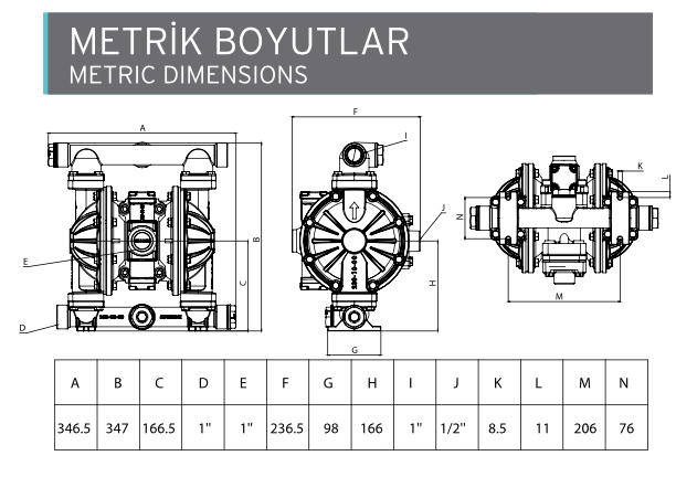 AP 10 Metalik Diyaframlı Pompa