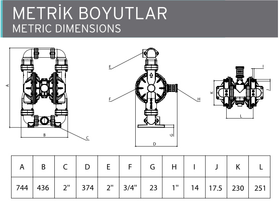 AP 20 Metalik Diyaframlı Pompa