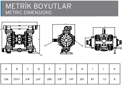 APX 05 Metalik Diyaframlı Pompa